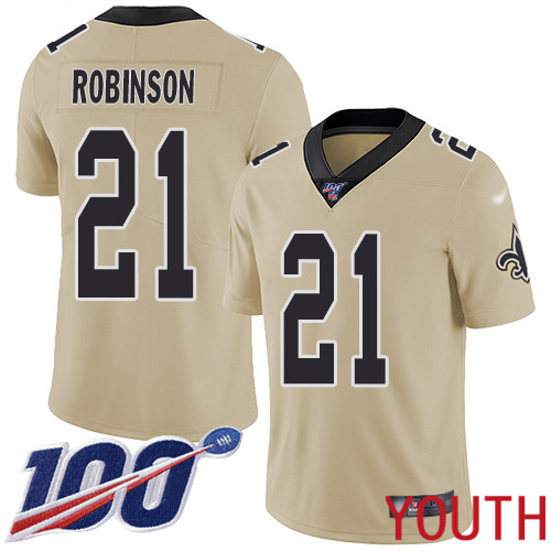 New Orleans Saints Limited Gold Youth Patrick Robinson Jersey NFL Football #21 100th Season Inverted Legend Jersey->women nfl jersey->Women Jersey
